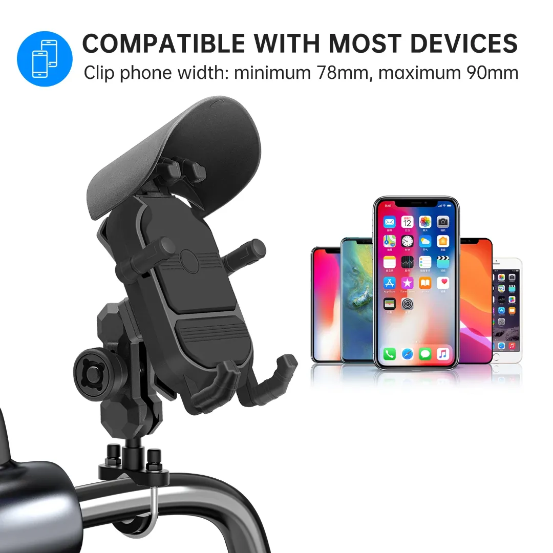 Support de Téléphone pour Vélo avec Casquette Anti-Pluie – Rotatif, Antidérapant, Réglable et Sécurisé