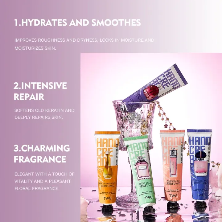 Crèmes Mains Parfumées – Hydratation Intense & Fragrance Élégante (Lot de 5)