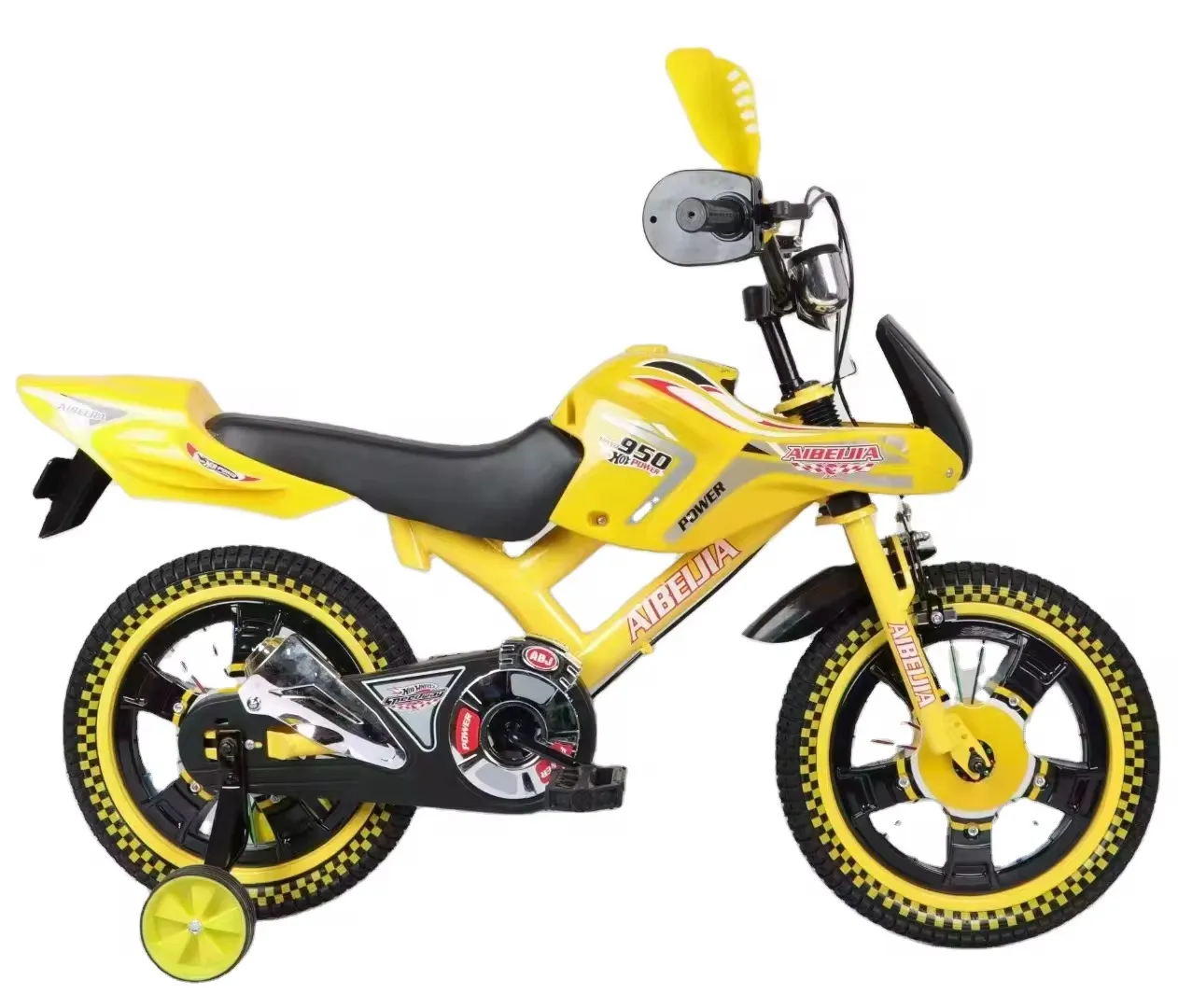 🚴 Vélo Moto Enfant 12/16 pouces avec Roulettes – Style Sport Racing – Modèle AIBEIBA