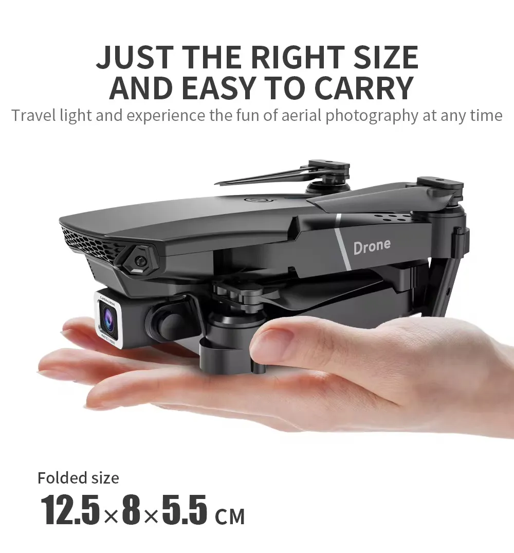 Mini Drone Pliable E88 – Caméra 4K HD, FPV Wi-Fi, Télécommande, Vol Facile pour Débutants