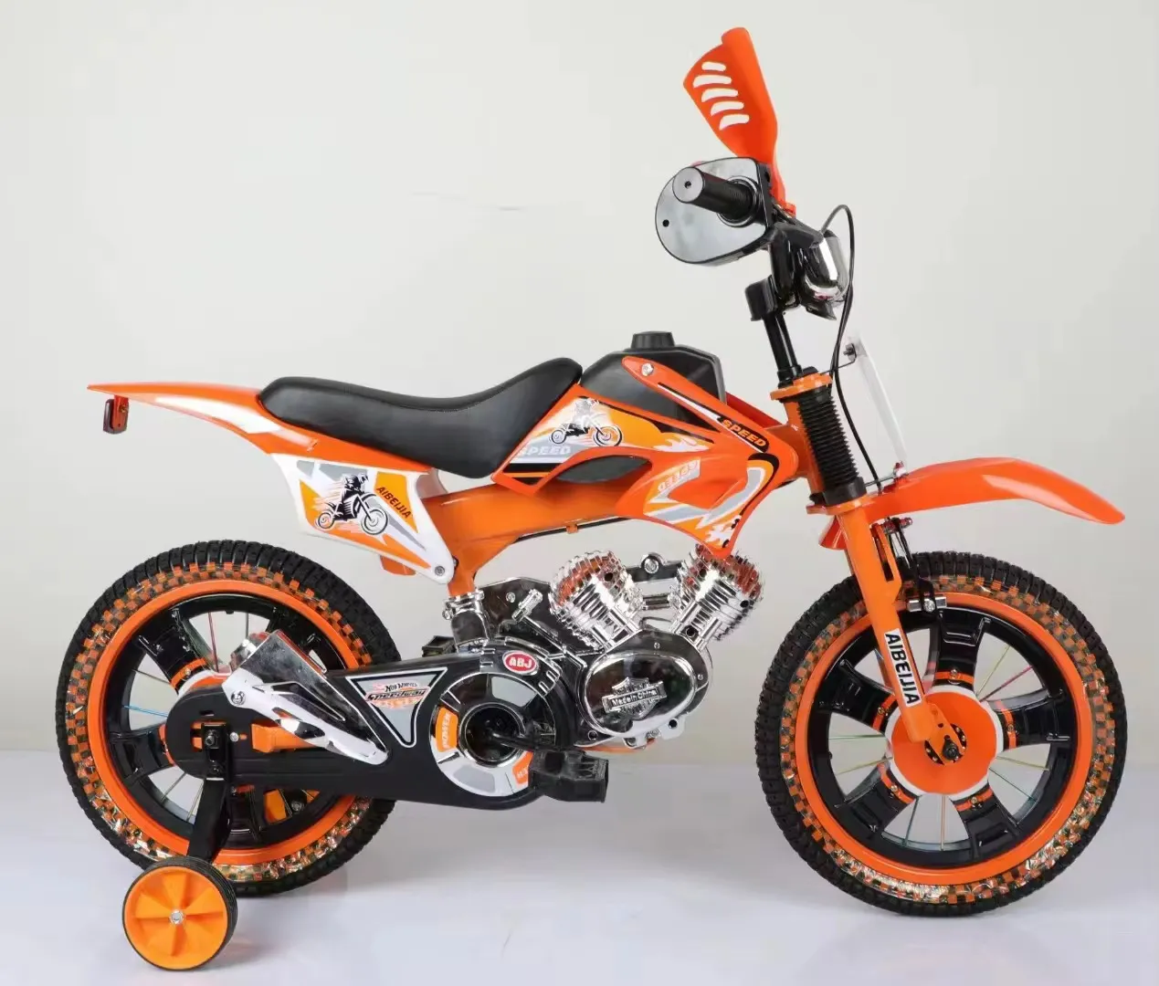 🚴 Vélo Moto Enfant 16 pouces – Modèle Sport Type Cool avec 3 Roues – Design Agressif et Couleurs Vives