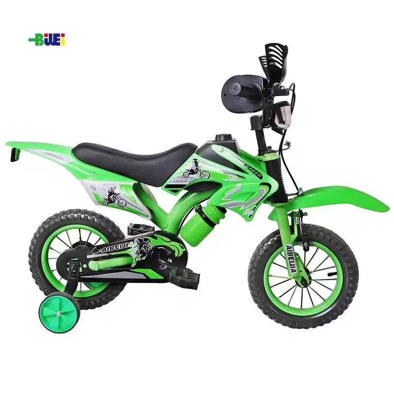 🚴 Vélo Moto Enfant 16 pouces – Modèle Vert Sport – Vélo avec Roulettes pour Fille et Garçon