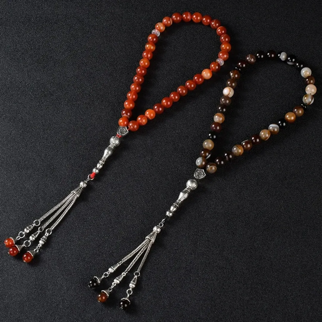 Misbaha en Agate Rouge – Chapelet Musulman de Luxe avec Boîte Cadeau