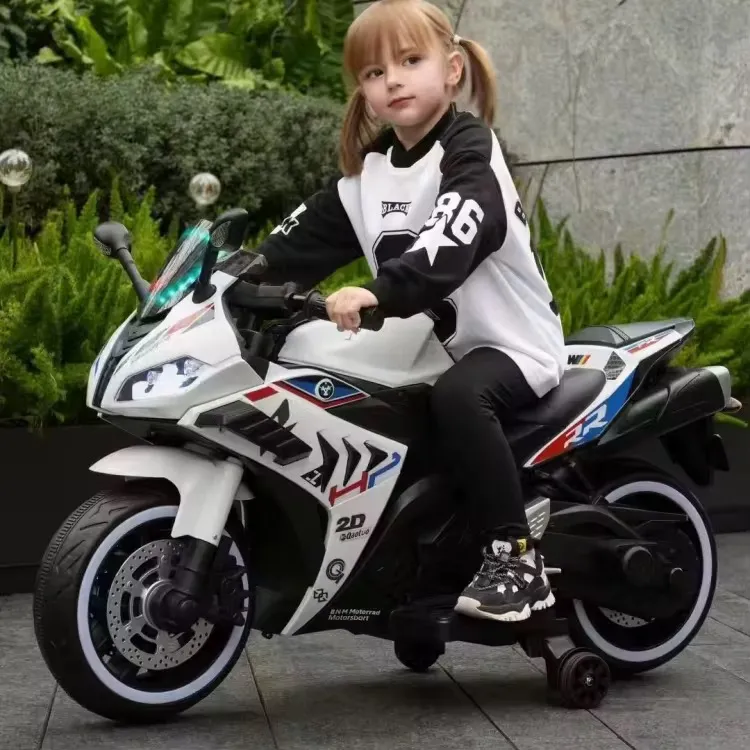 Moto Électrique Sport pour Enfant – Modèle R2 HP, Look Racing, Roues Épaisses et Stabilisateurs