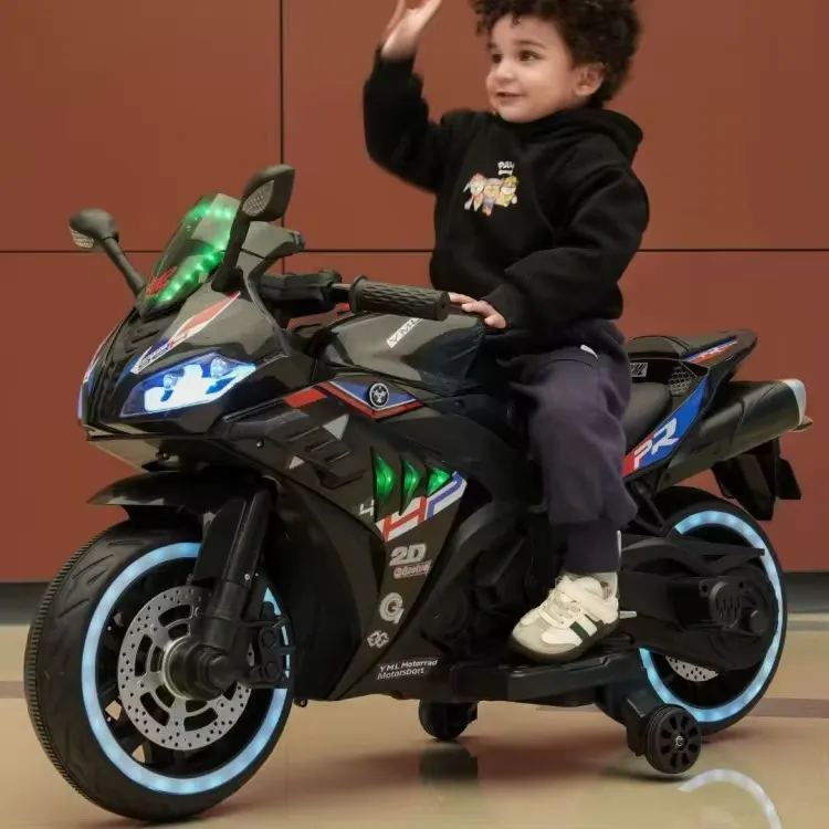 Moto Électrique Sport pour Enfant – Modèle R2 HP, Look Racing, Roues Épaisses et Stabilisateurs