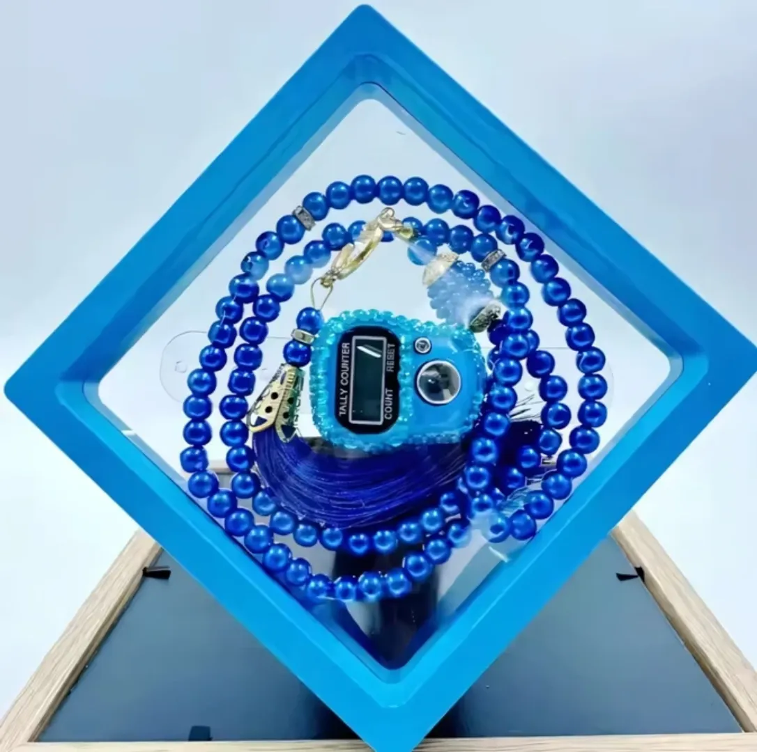Chapelet Électronique avec Compteur Digital – Perles Bleues Élégantes