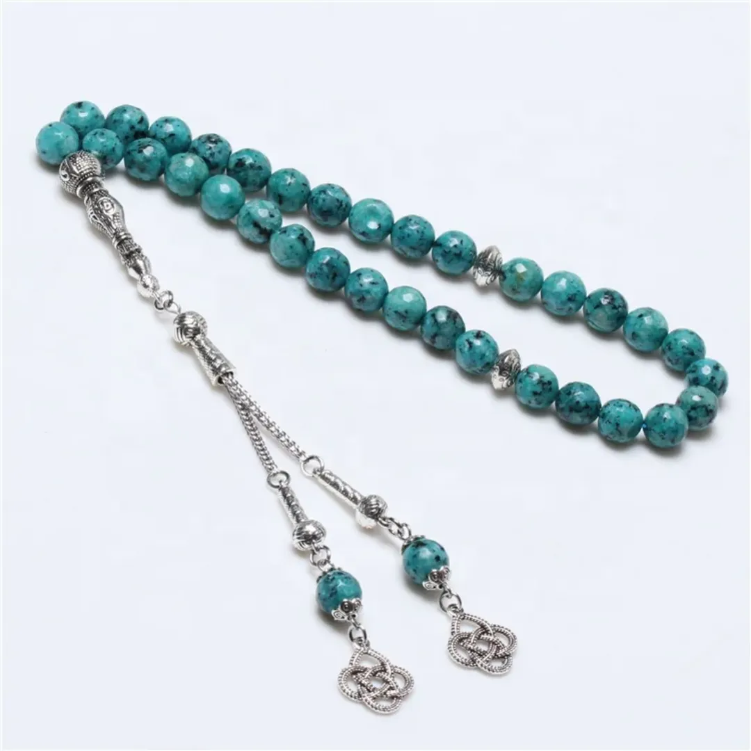 Chapelet Musulman 33 Perles – Pierre Turquoise & Argent Orné