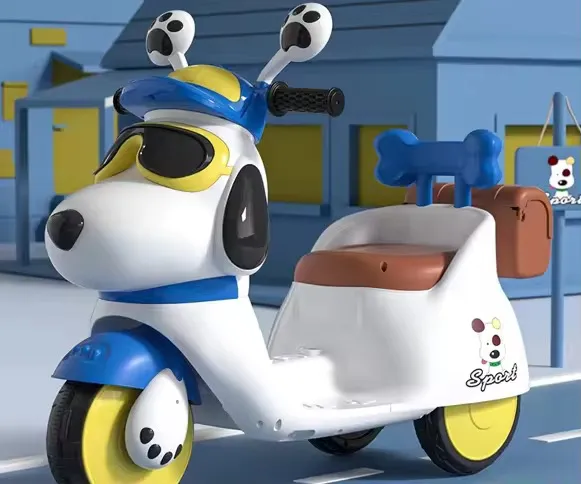 Moto électrique pour enfant – Design Chiot Rose avec coffre et dossier