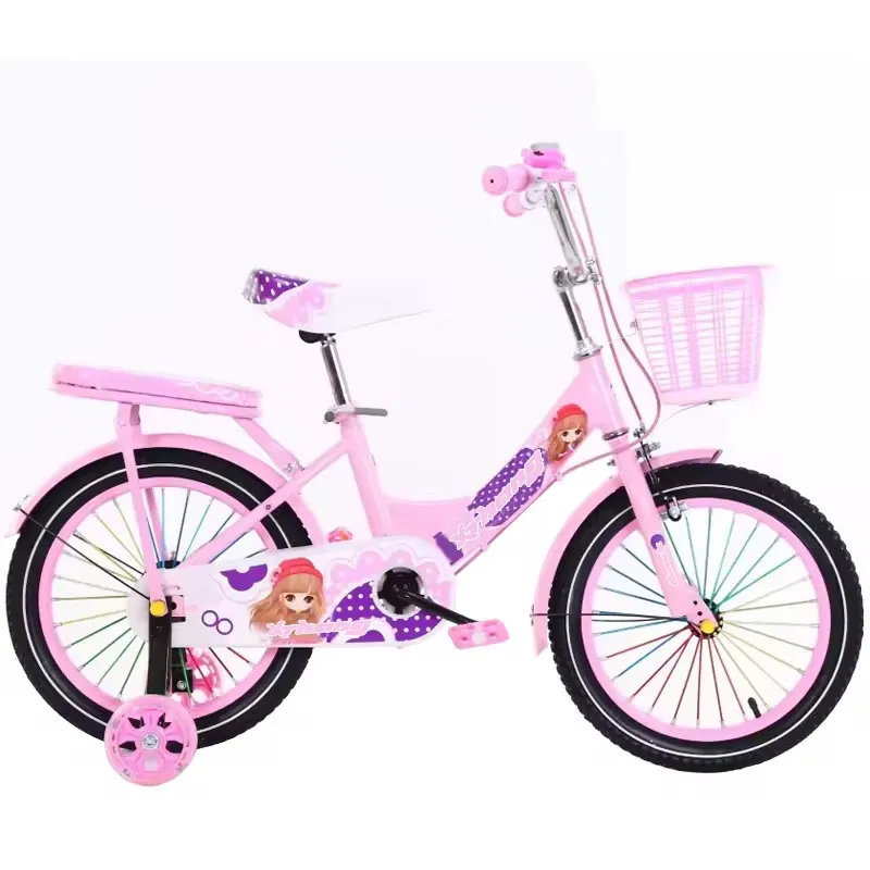 🚲 Vélo Enfant Violet 12/14/16/18 pouces – Modèle Sport avec Panier et Roulettes – Pour Fille 4 à 7 Ans