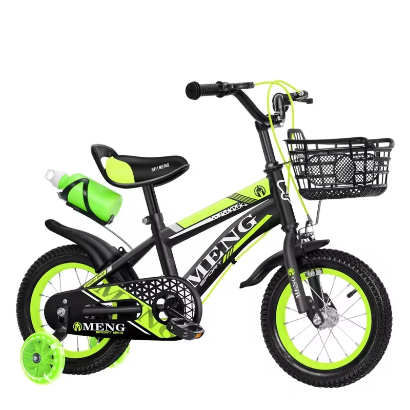 🚲 Vélo Enfant 12 à 20 pouces – Modèle MENG avec 4 Roues, Panier et Gourde – Pour Garçons 2 à 8 Ans