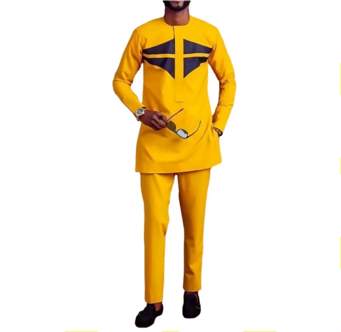 Tenue Africaine Homme Élégante – Jaune & Noir