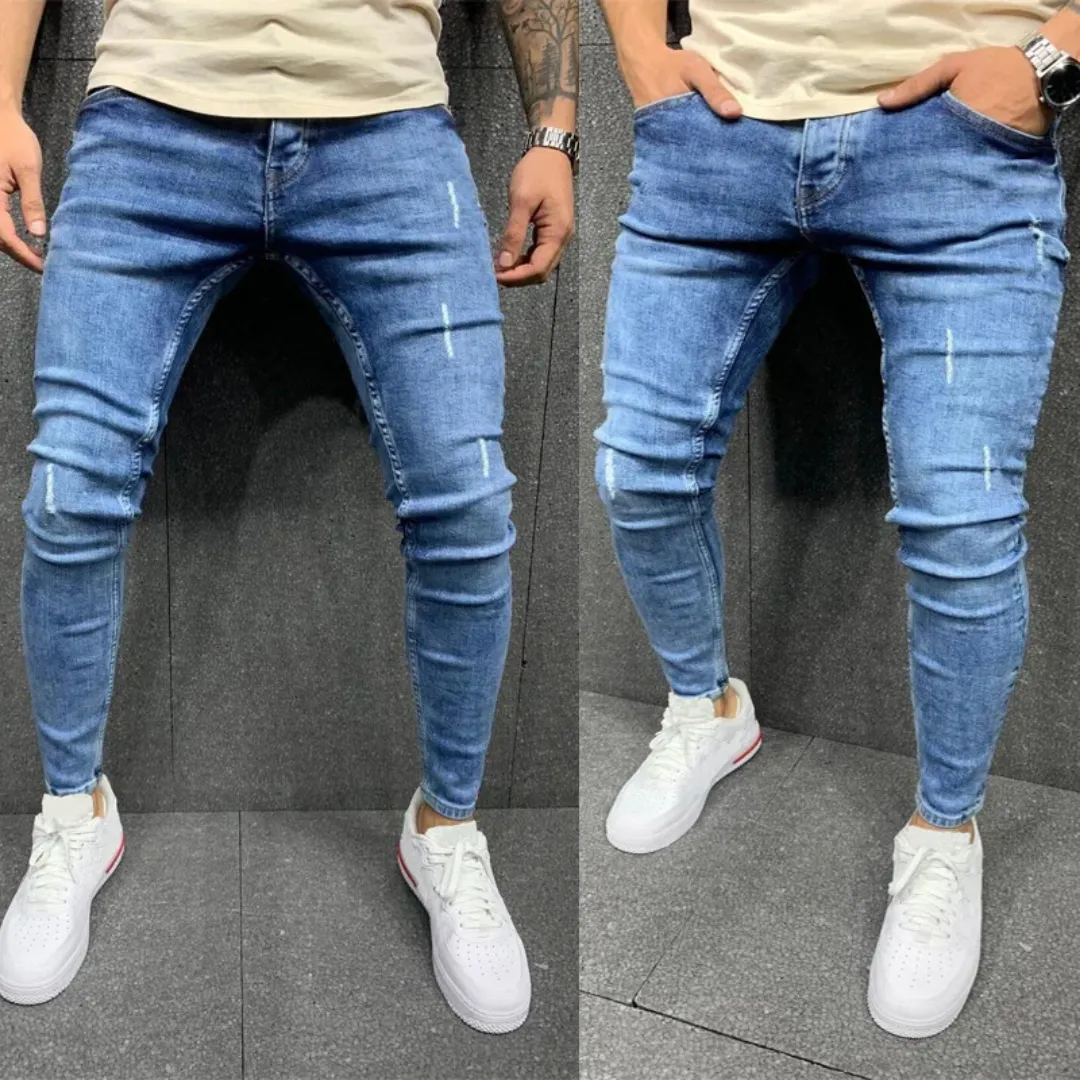 Jean Slim Fit Homme – Délavage Bleu Clair