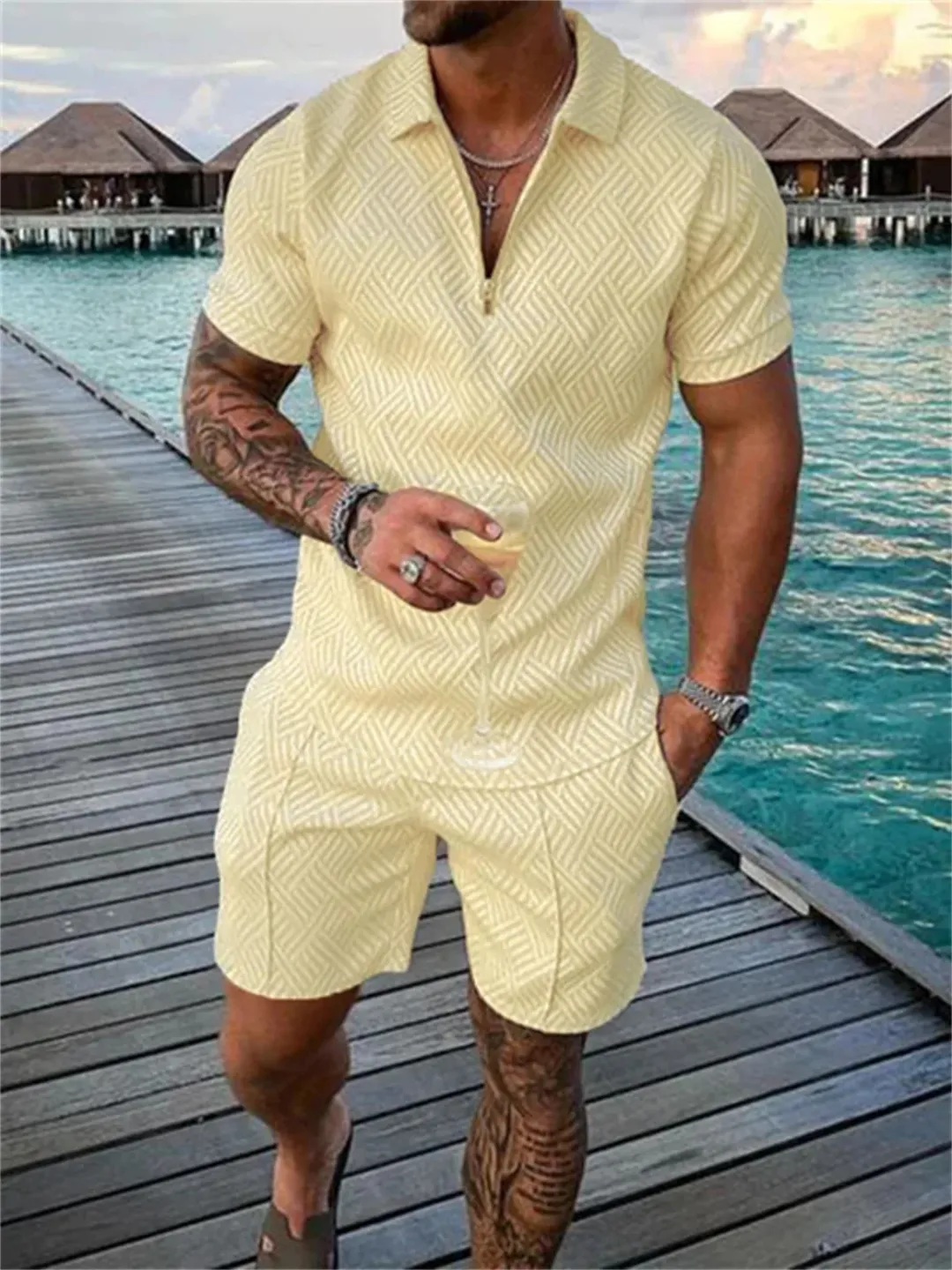 Polo Homme Dégradé à Motifs – Style Urbain et Moderne