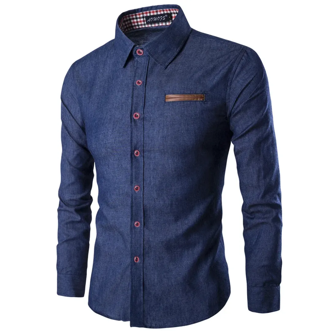 Chemise Homme en Jean Slim – Élégance Décontractée à Manches Longues