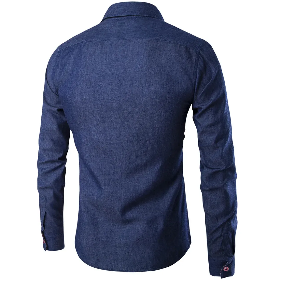 Chemise Homme en Jean Slim – Élégance Décontractée à Manches Longues
