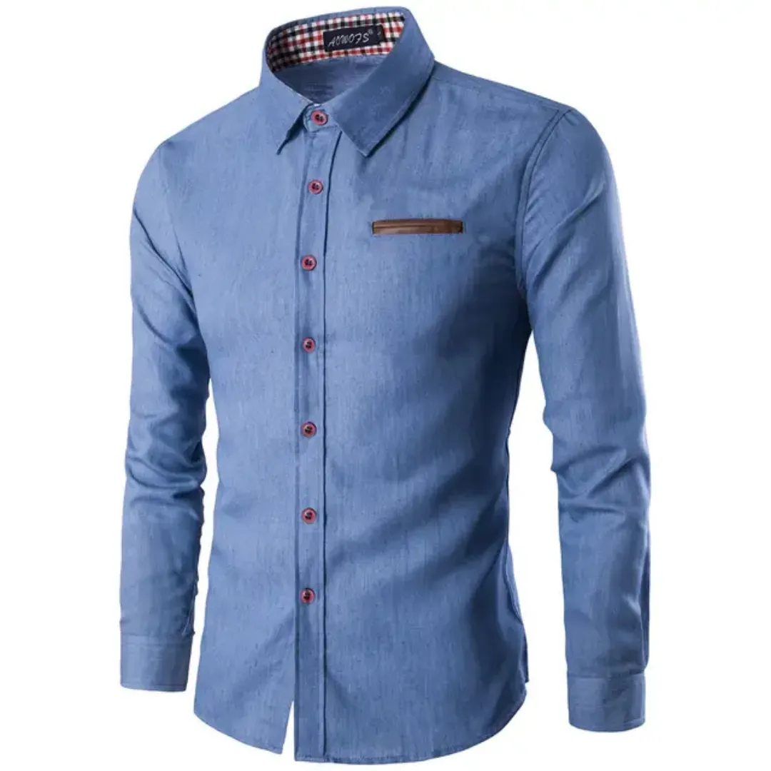 Chemise Homme en Jean Slim – Élégance Décontractée à Manches Longues