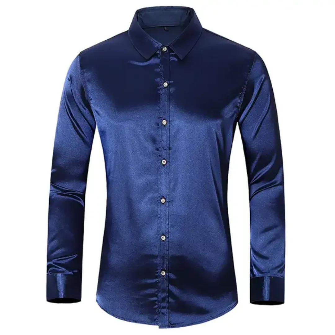 Chemise Homme Satinée Élégante à Manches Longues – Plusieurs Couleurs