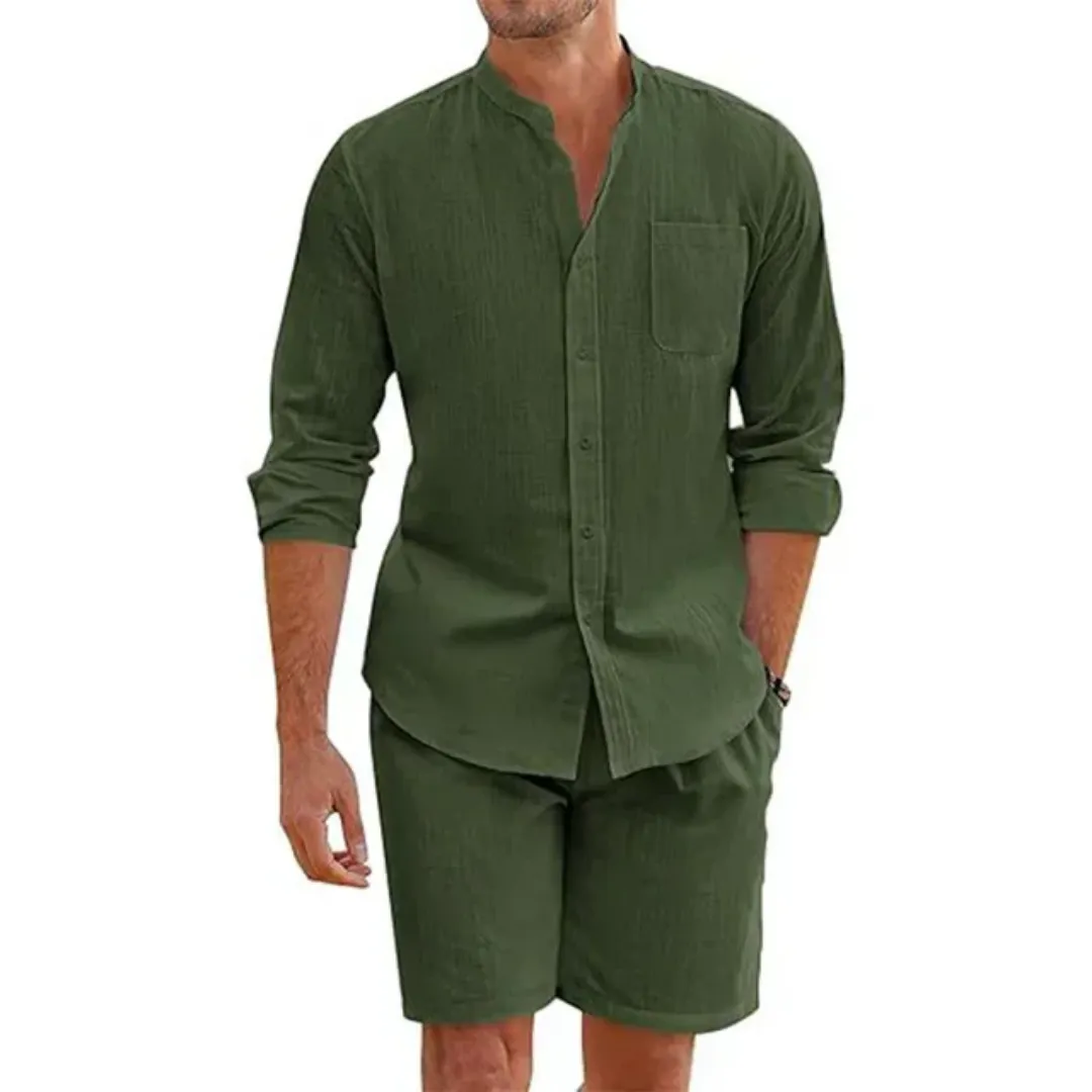 Ensemble Chemise et Short Homme – Style Décontracté Lin Coton