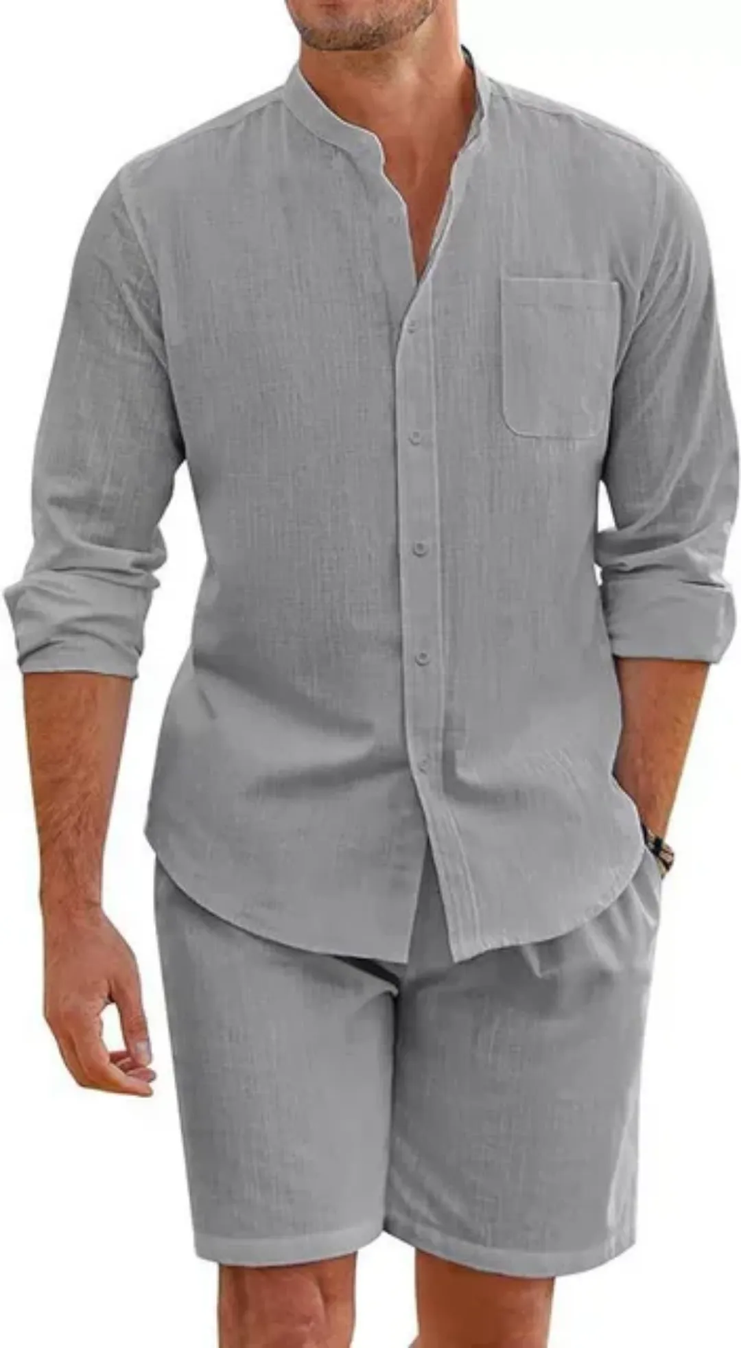Ensemble Chemise et Short Homme – Style Décontracté Lin Coton