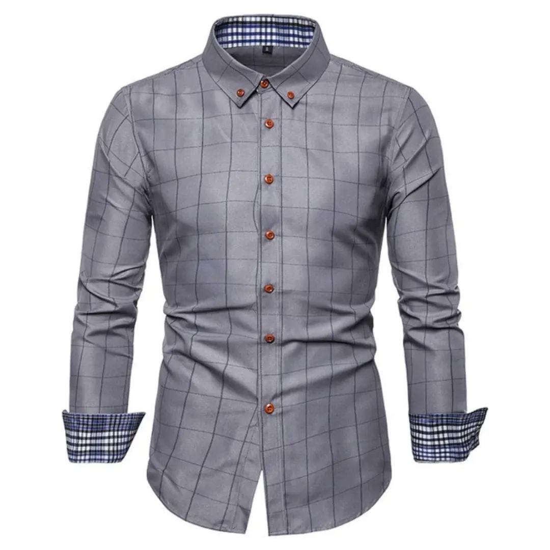 Chemise Homme Carreaux Élégante – Manches Longues et Coupe Ajustée