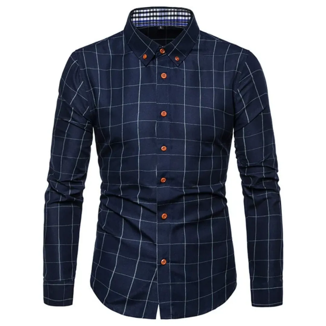 Chemise Homme Carreaux Élégante – Manches Longues et Coupe Ajustée
