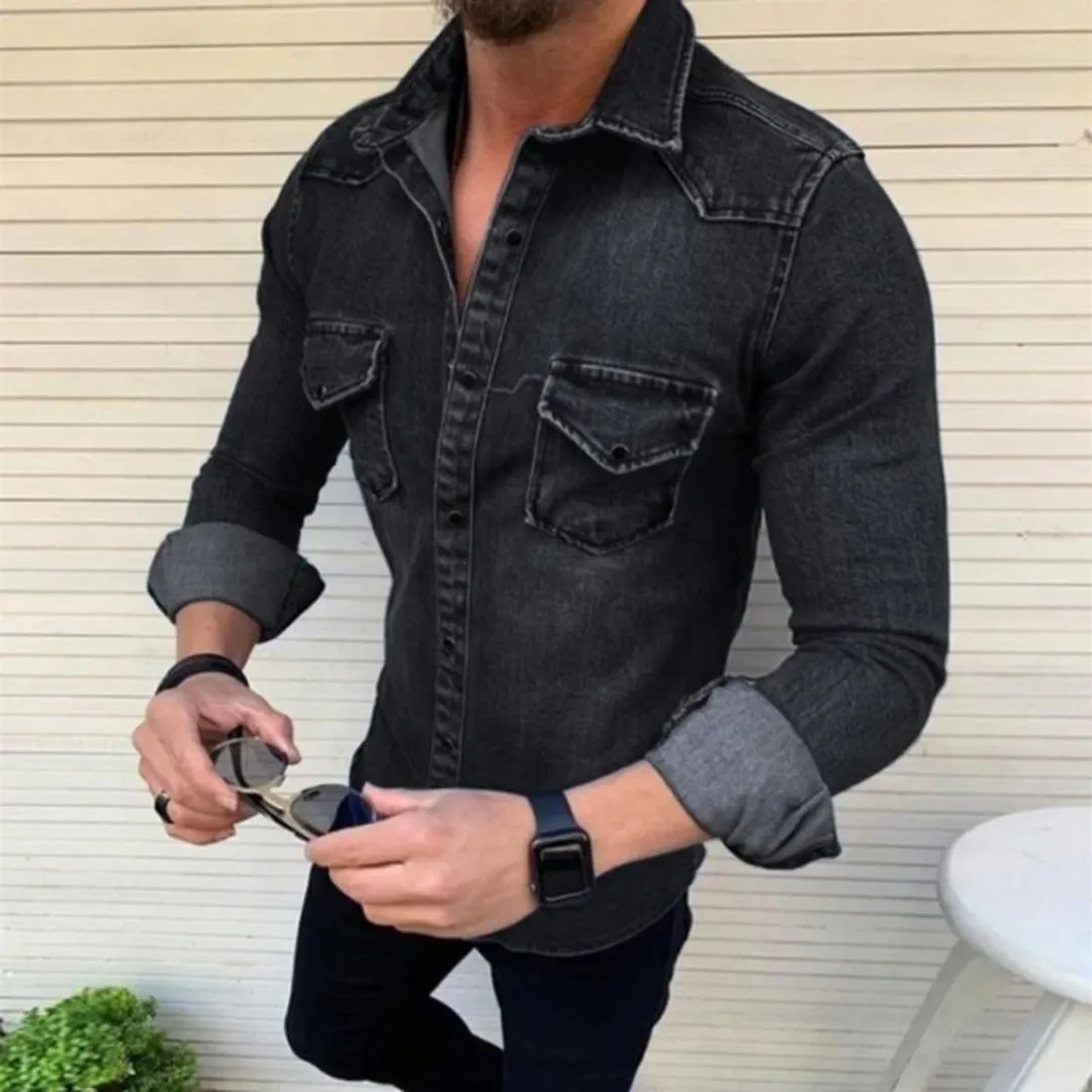Chemise Homme en Jean Denim – Style Décontracté et Élégant