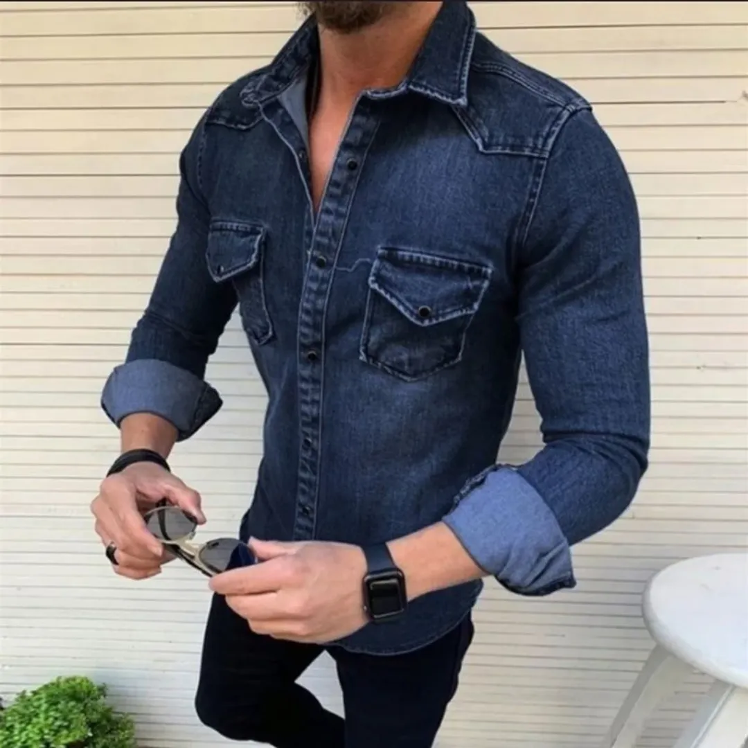 Chemise Homme en Jean Denim – Style Décontracté et Élégant