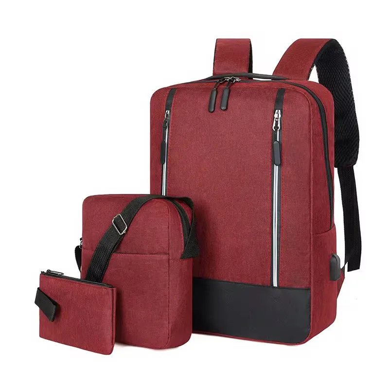 Ensemble 3-en-1 Sac à Dos Ordinateur – Sacoche, Pochette et Sac à Dos en Tissu Oxford Résistant