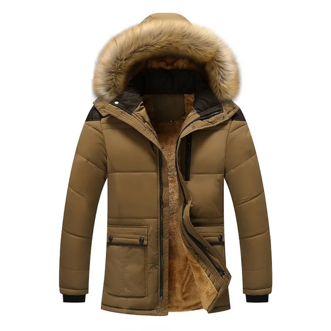 Parka Homme Hiver Chaude avec Capuche Fourrure – Style Urbain