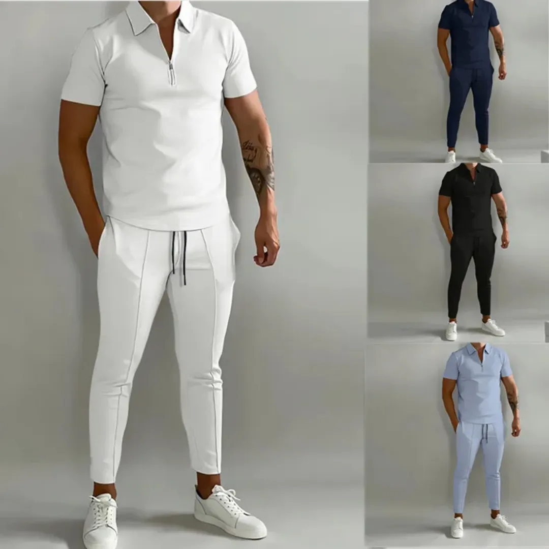 Ensemble Polo Zippé et Pantalon Jogger Homme – Style Casual Chic