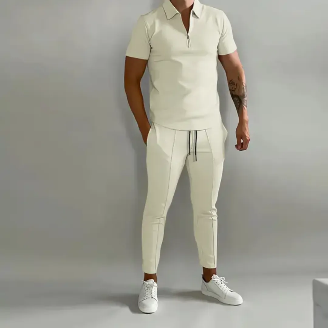 Ensemble Polo Zippé et Pantalon Jogger Homme – Style Casual Chic