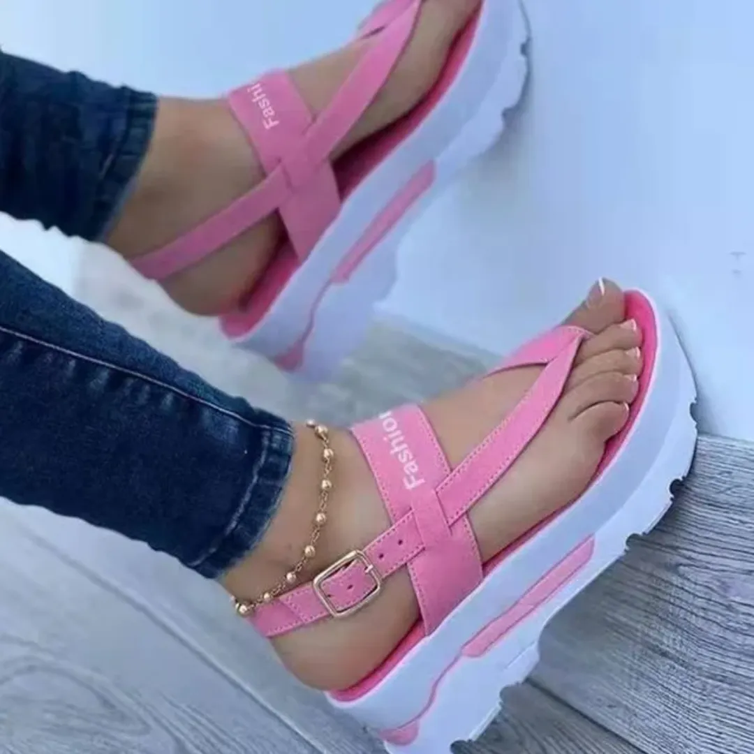 Sandales d'été à plateforme antidérapantes pour femmes – Bout large, confort PVC