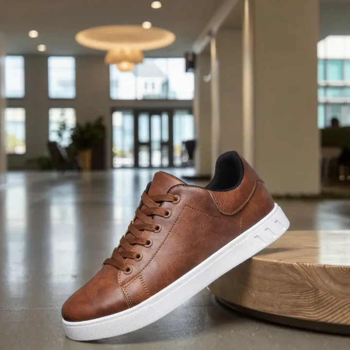 Chaussures Homme en Cuir Décontractées – Confort Premium, Style Élégant à Lacets – Marron ou Noir