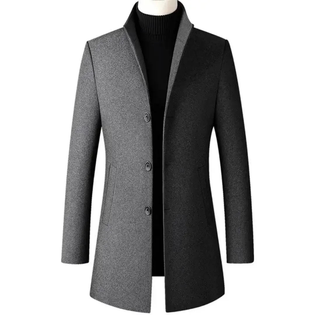 Manteau Long Élégant Homme – Hiver Classique à Boutons