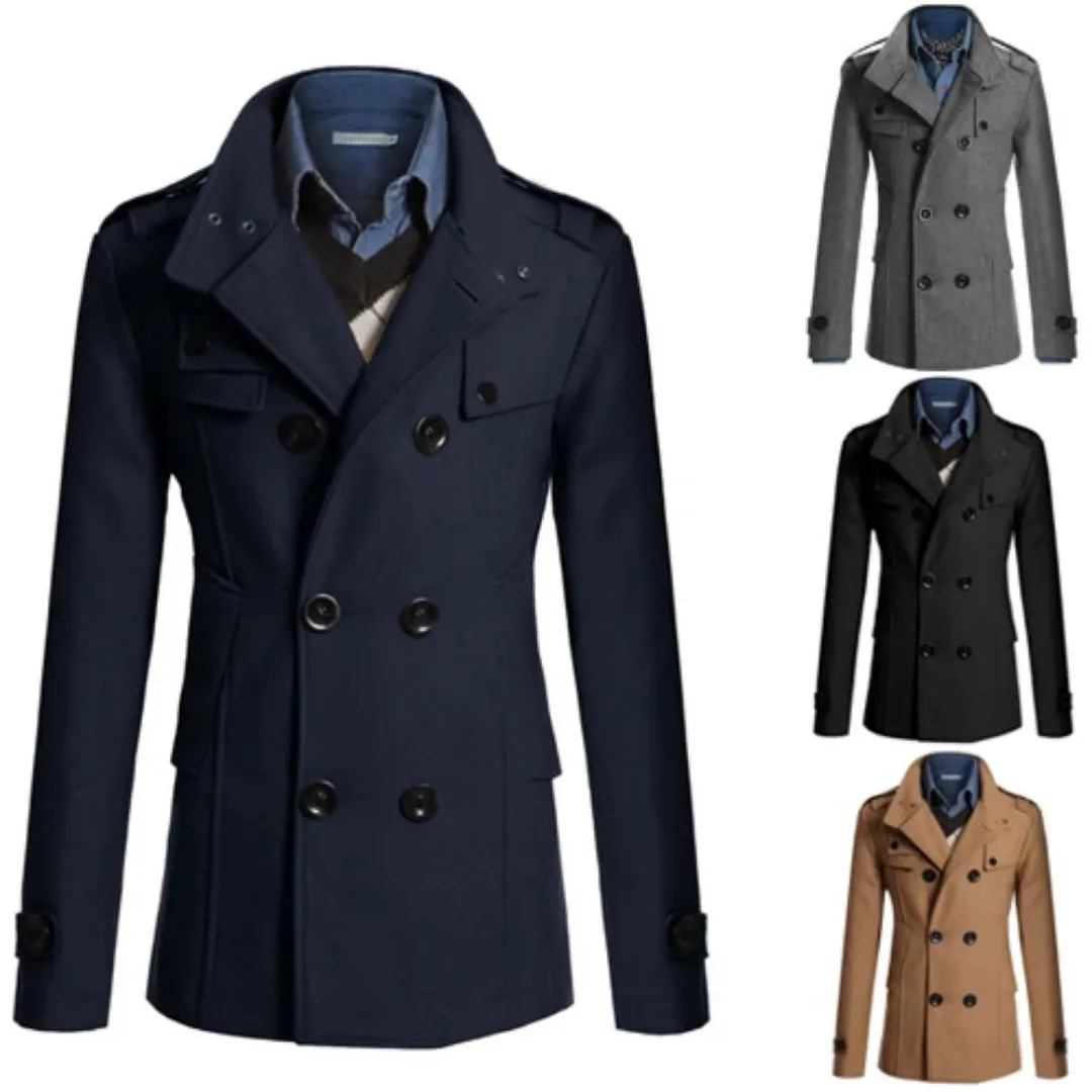Manteau Peacoat Homme – Style Militaire Double Boutonnage