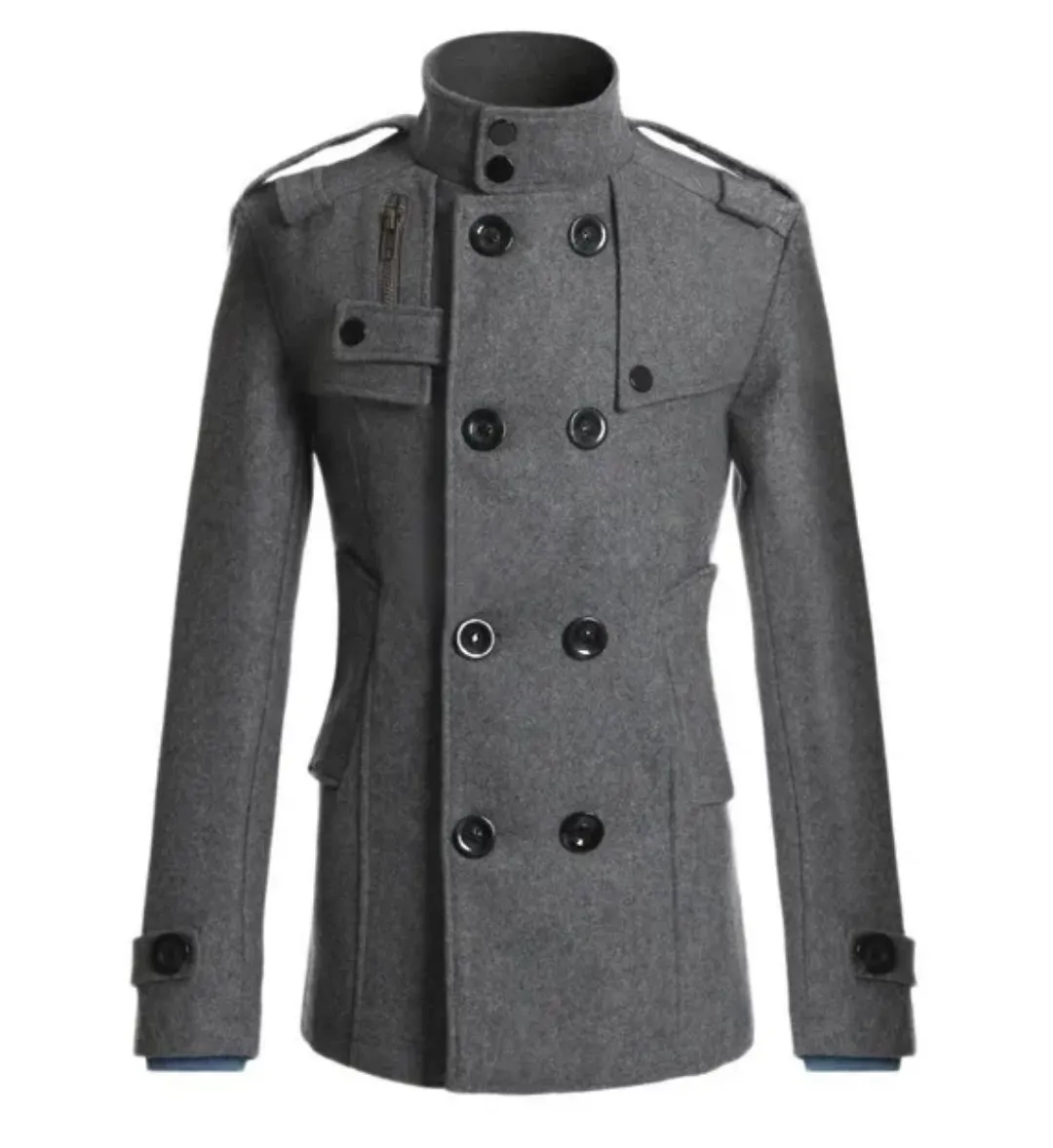 Manteau Peacoat Homme – Style Militaire Double Boutonnage