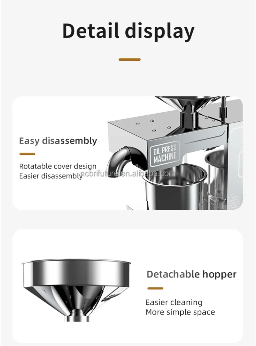Presse à huile domestique automatique en acier inoxydable – 3 à 5 kg/h – Froid & Chaud – Pour cacahuètes, graines, noix, sésame, coco