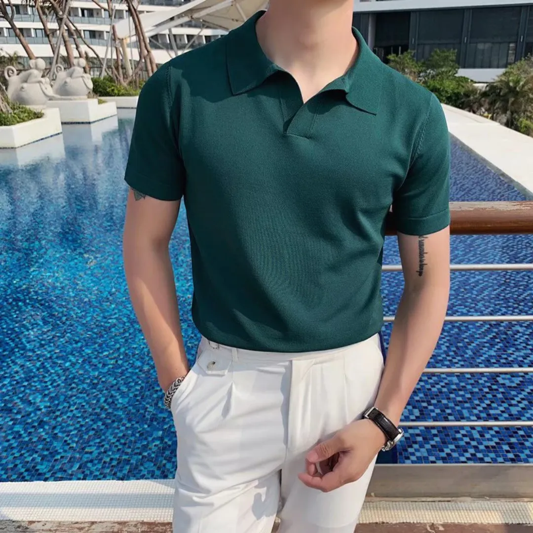 Polo Homme Élégant Blanc avec Détails Gris – Manches Courtes