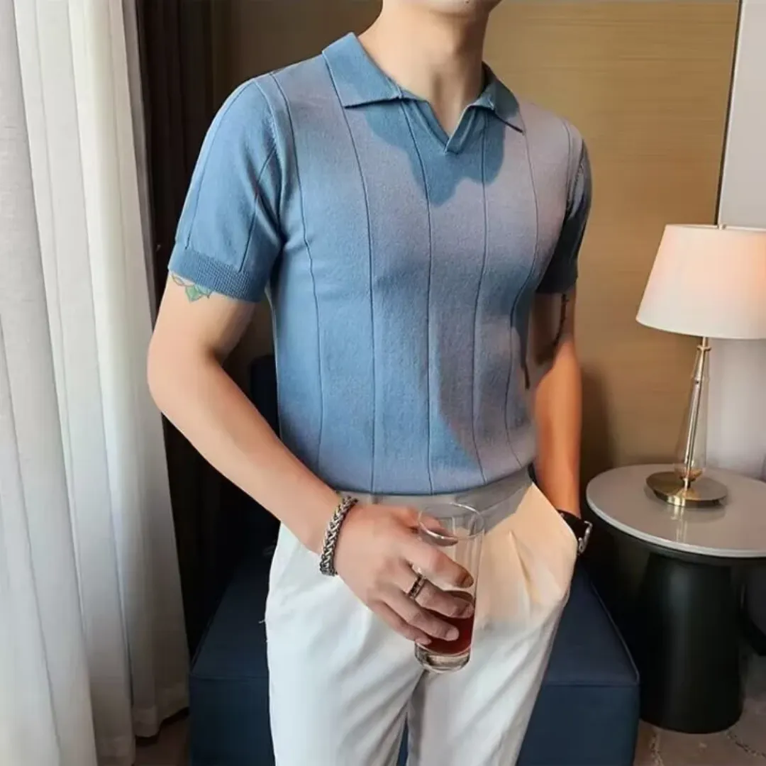 Polo Homme Élégant Blanc avec Détails Gris – Manches Courtes