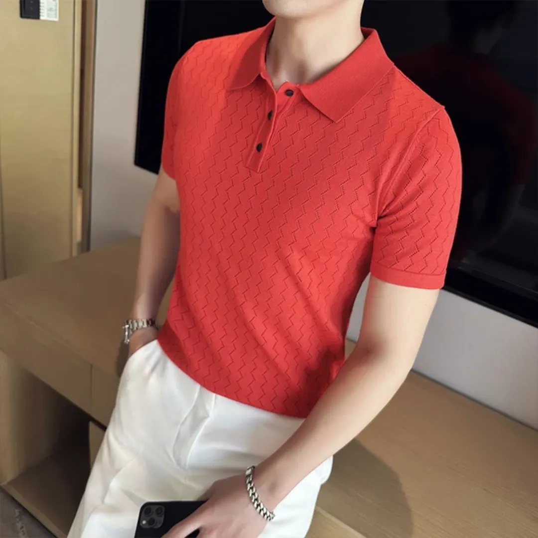 Polo Homme Élégant Blanc avec Détails Gris – Manches Courtes