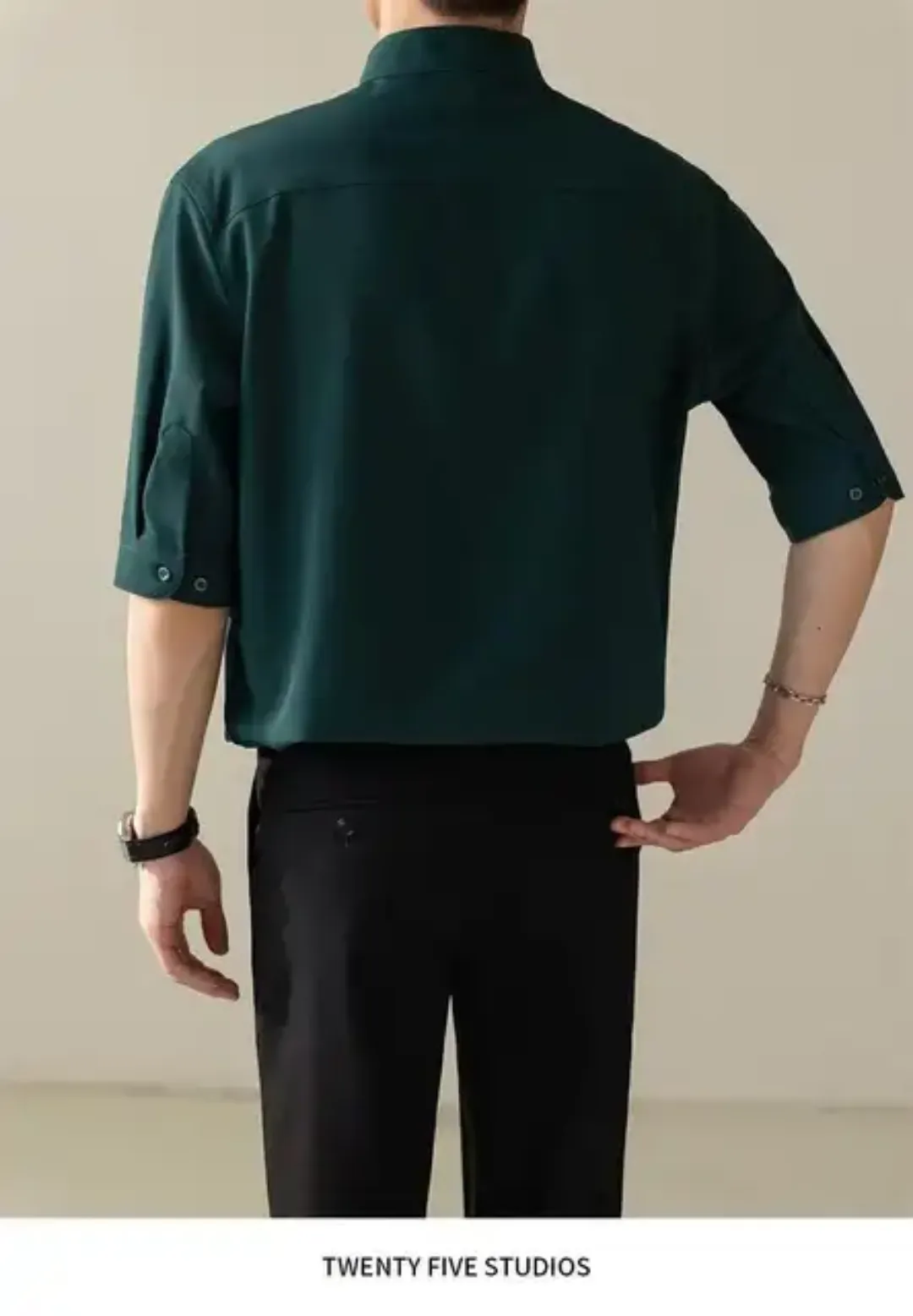 Chemise Homme Col Mao Élégante – Manches Mi-longues
