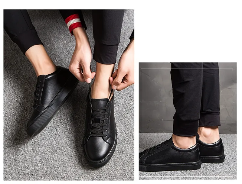 Baskets Homme Classiques – Look Minimaliste en Cuir PU, Noires ou Blanches