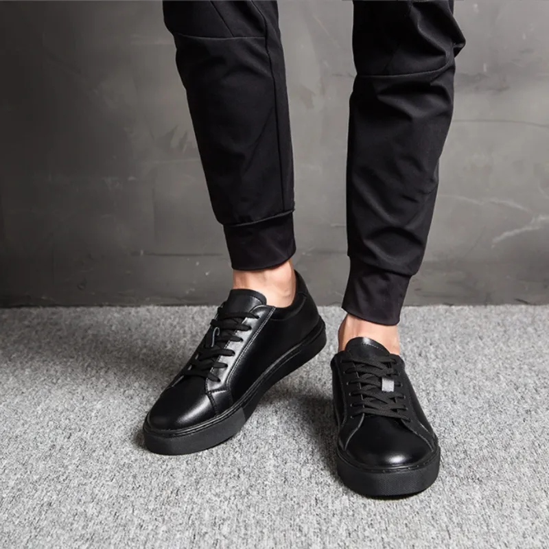 Baskets Homme Classiques – Look Minimaliste en Cuir PU, Noires ou Blanches