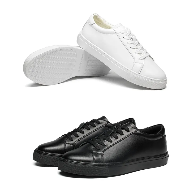 Baskets Homme Classiques – Look Minimaliste en Cuir PU, Noires ou Blanches