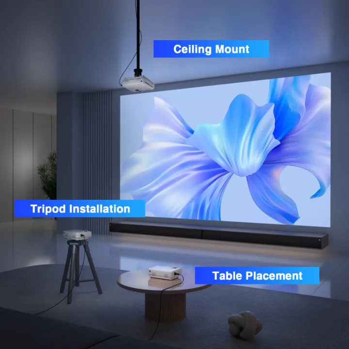 Mini Vidéoprojecteur Wi-Fi & Bluetooth – Full HD 1080p, Compatible Smartphone, HDMI/USB, avec Télécommande