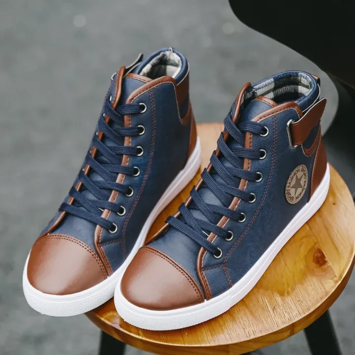 Baskets Montantes Homme Style Urbain – Toile et Simili Cuir, Confortables et Tendance