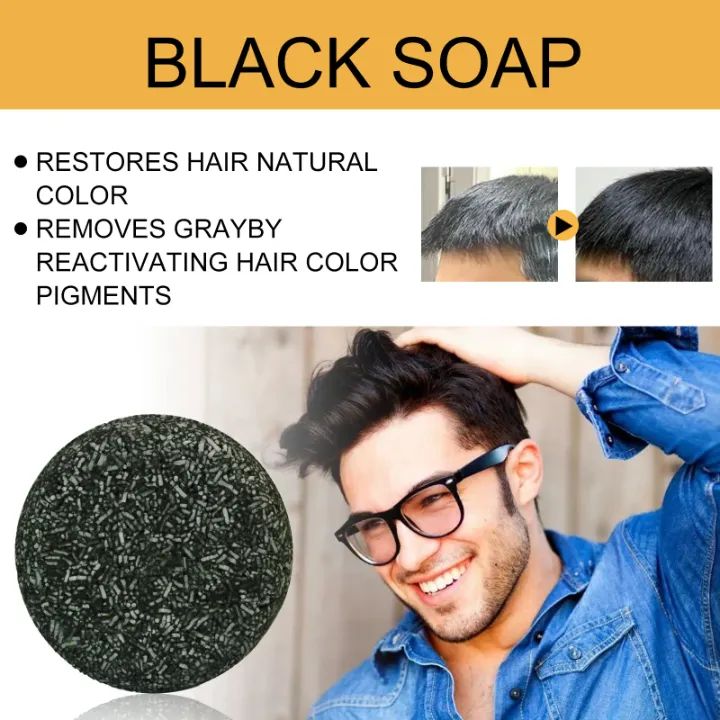 Shampoing Solide au Savon Noir – Couverture des Cheveux Blancs