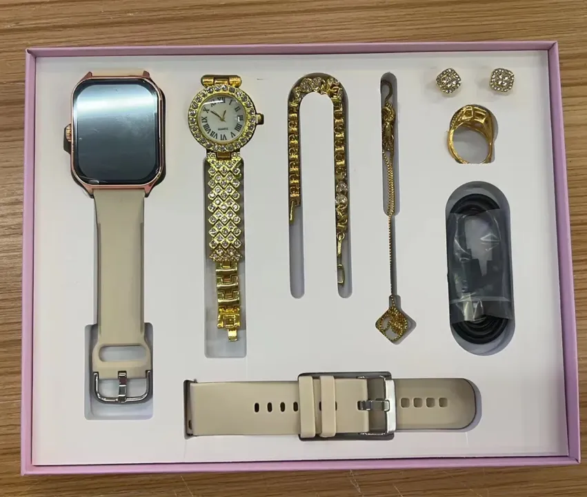 Coffret Cadeau A58 Plus – Montre Connectée, Bijoux & Accessoires (9 en 1)