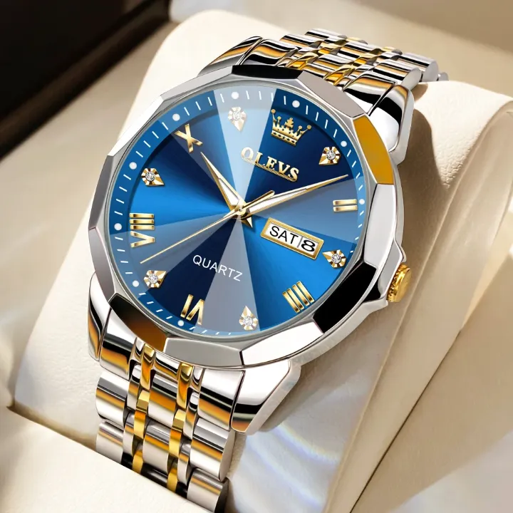 Montre Homme Élégante Quartz – Bracelet Acier Inoxydable Bicolore