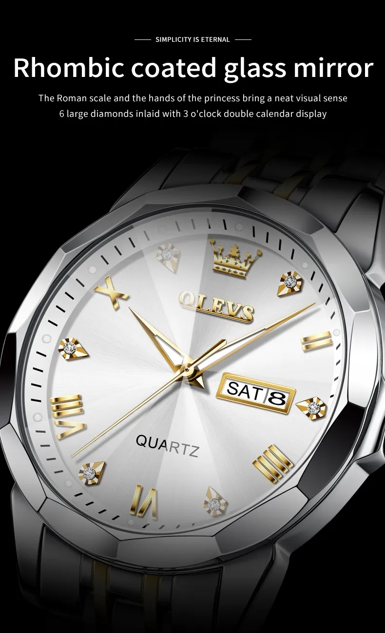Montre Homme Élégante Quartz – Bracelet Acier Inoxydable Bicolore